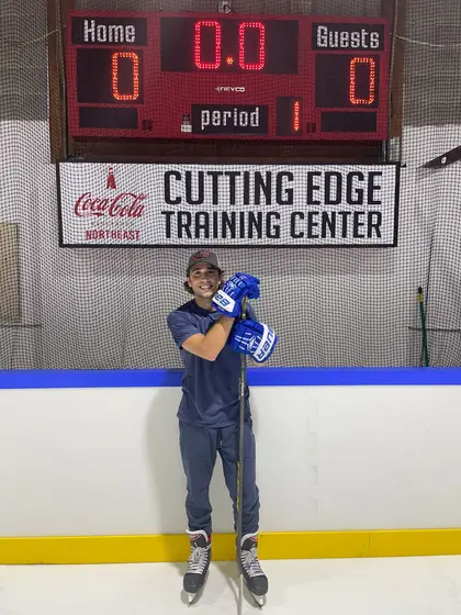 Paul Falanga in hockey gear on the ice