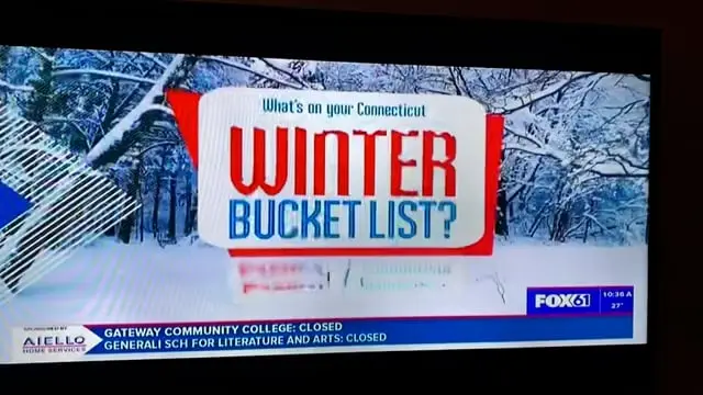 The FOX61 Winter Bucket List title on TV